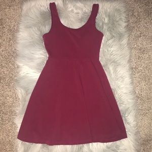 Express Solid Burgundy Summer Dress (Size: S)